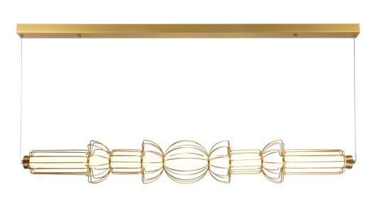 Horizontal Brass Pendant Light with Acrylic Diffuser