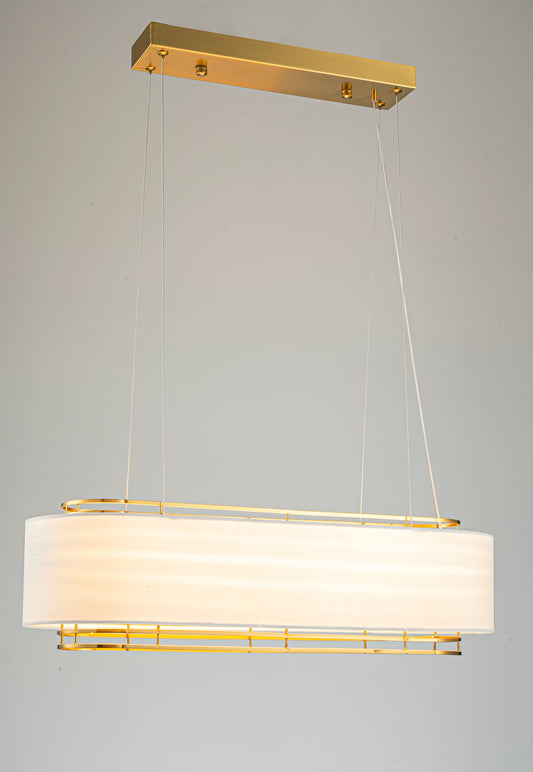 Brass Oval Pendant Light with Acrylic Shade – LED