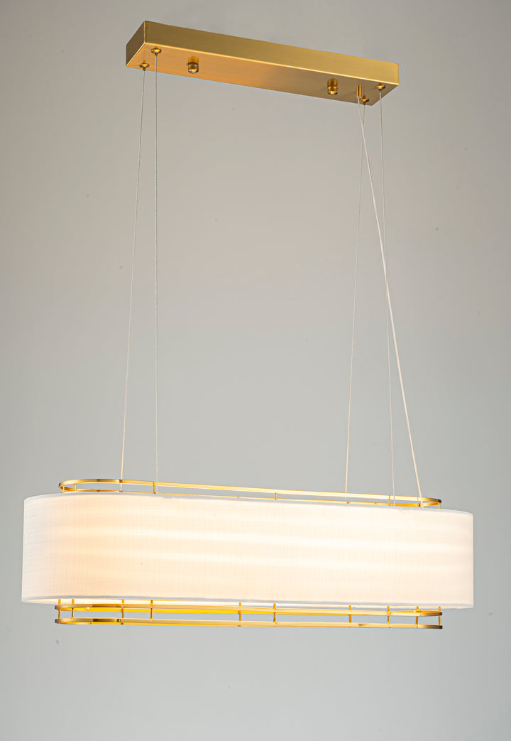 Brass Oval Pendant Light with Acrylic Shade – LED