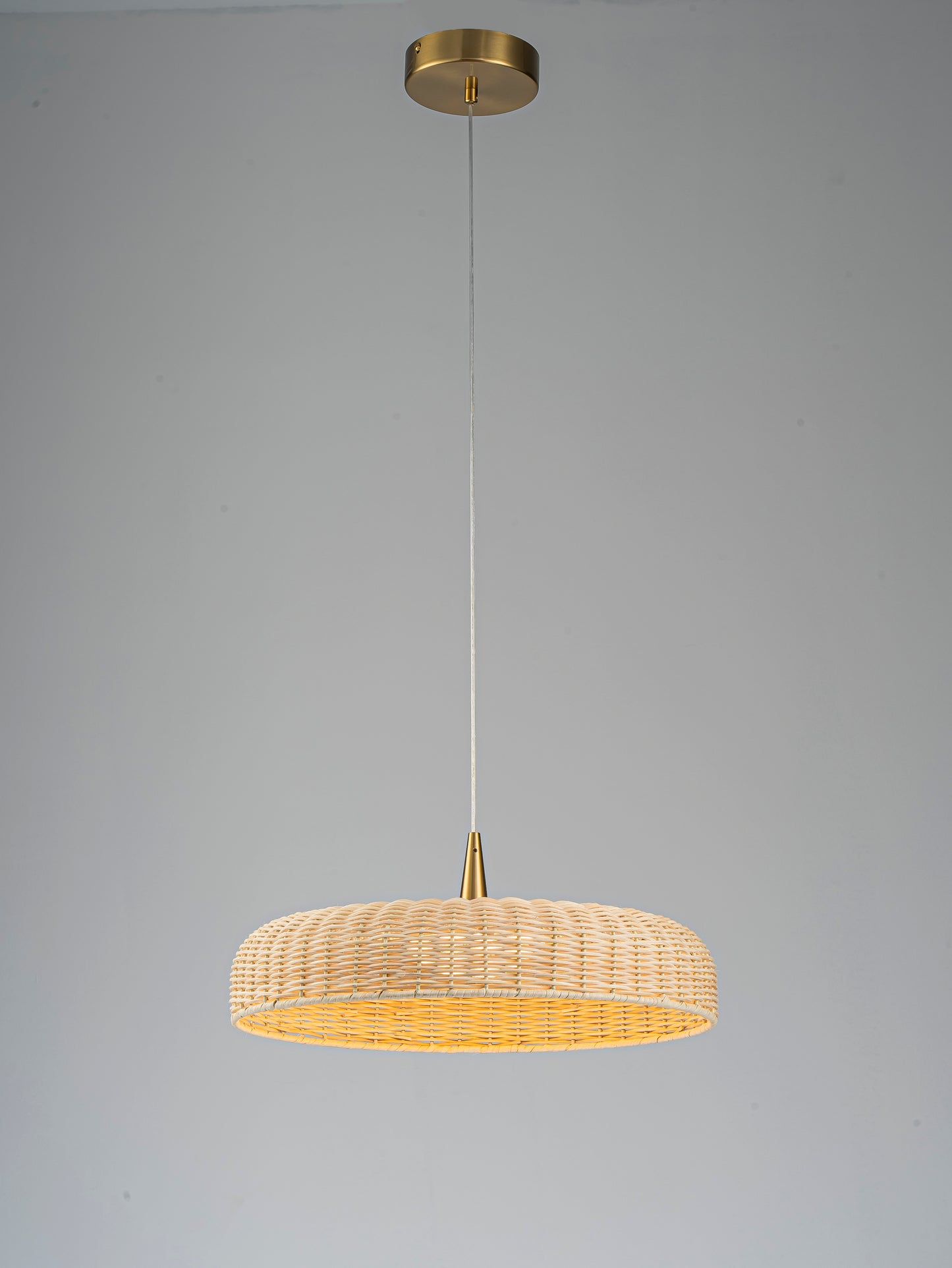 Brass & Rattan Pendant Light with Acrylic Diffuser – LED