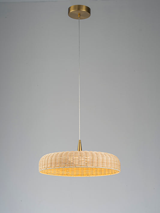 Brass & Rattan Pendant Light with Acrylic Diffuser – LED