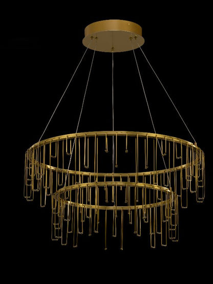 Celestial Ring Pendant Light – Gold Dual Halo Design