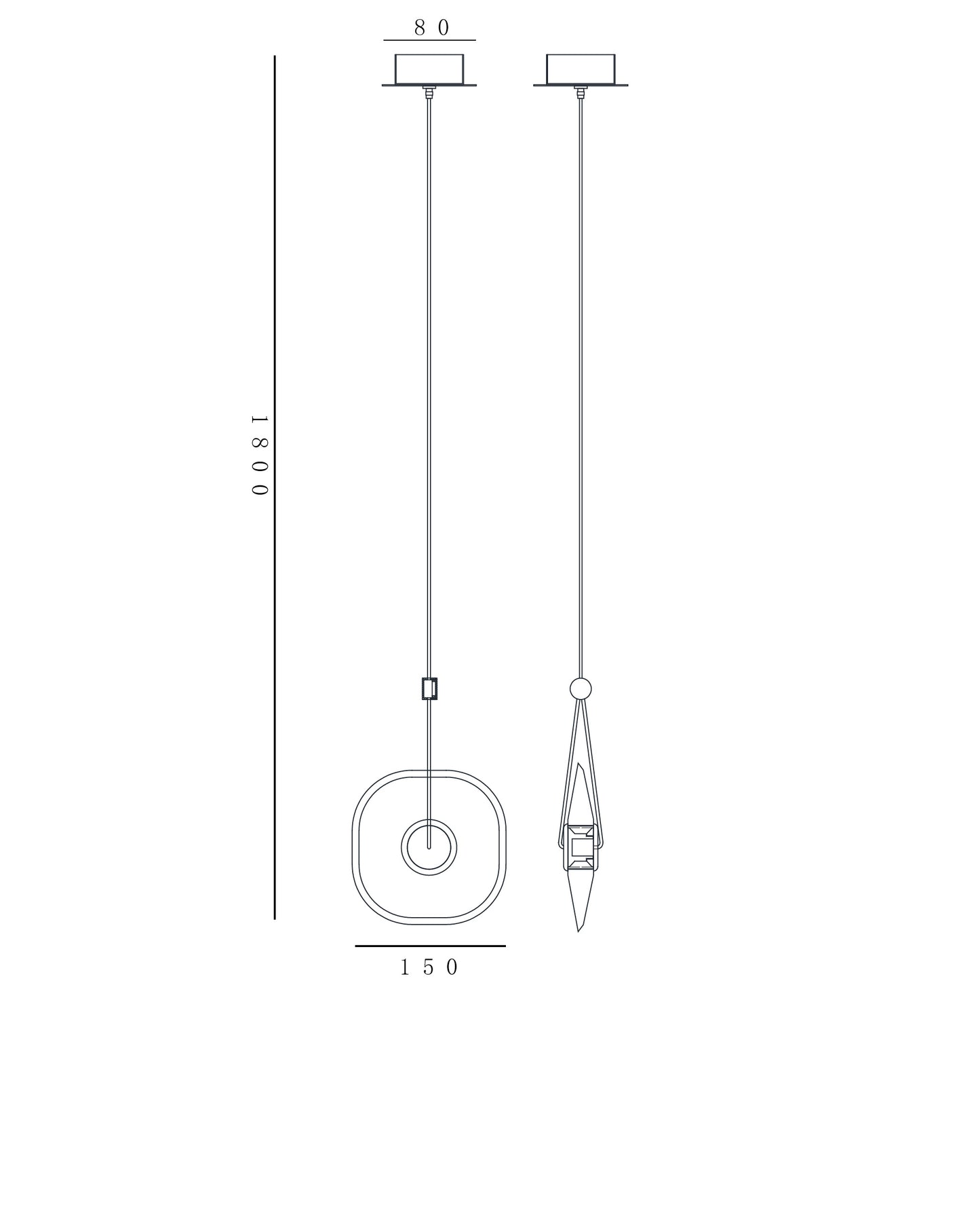 Cristallo Drop – Slim Crystal Pendant in Gold Finish