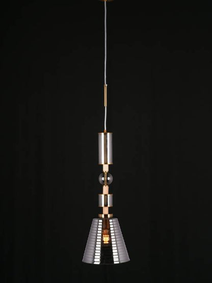 Clara Pendant – Smoky Glass Dome with Gold Frame (E27 Holder)