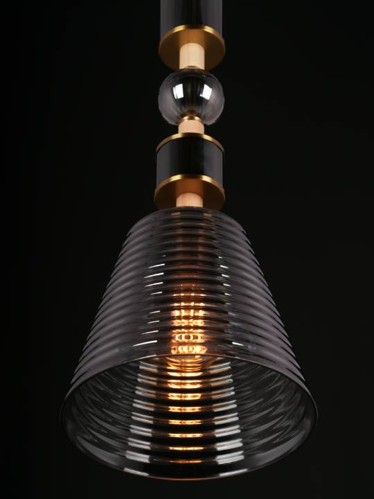 Clara Pendant – Smoky Glass Dome with Gold Frame (E27 Holder)