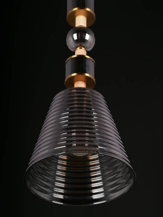 Clara Pendant – Smoky Glass Dome with Gold Frame (E27 Holder)