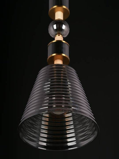 Clara Pendant – Smoky Glass Dome with Gold Frame (E27 Holder)