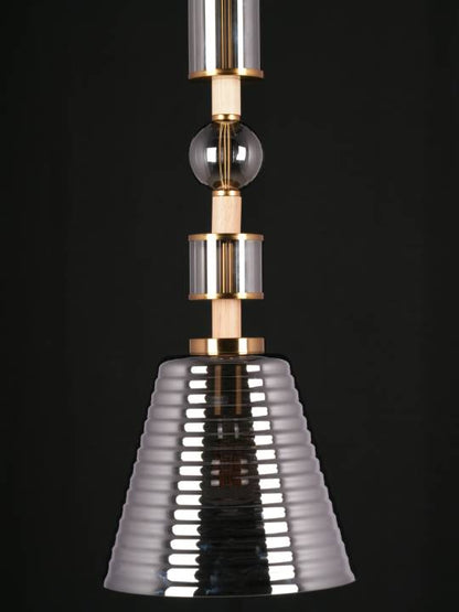 Clara Pendant – Smoky Glass Dome with Gold Frame (E27 Holder)