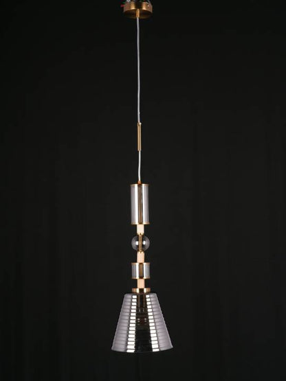 Clara Pendant – Smoky Glass Dome with Gold Frame (E27 Holder)