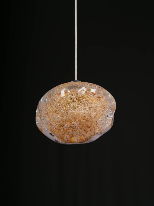 Lucina Pendant – Amber Handmade Glass Globe (4W LED)