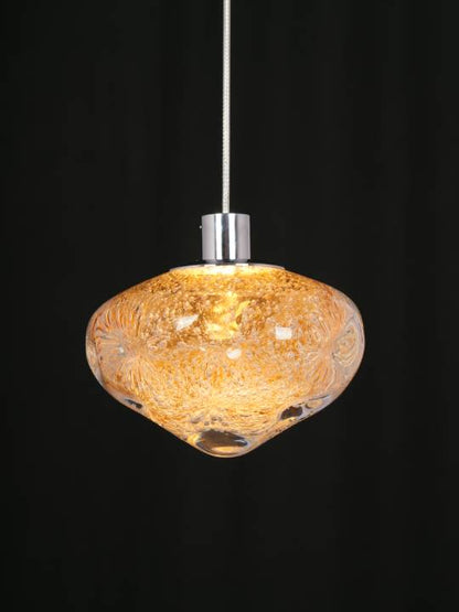 Lucina Pendant – Amber Handmade Glass Globe (4W LED)
