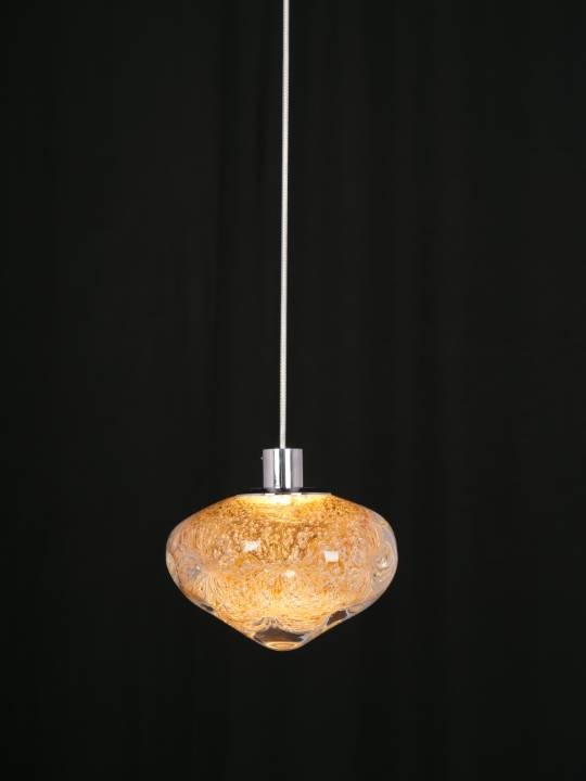 Lucina Pendant – Amber Handmade Glass Globe (4W LED)