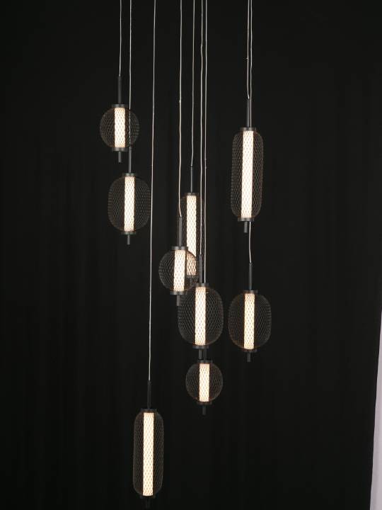 Nova Loop – 6-Light Spiral LED Chandelier in Matte Black