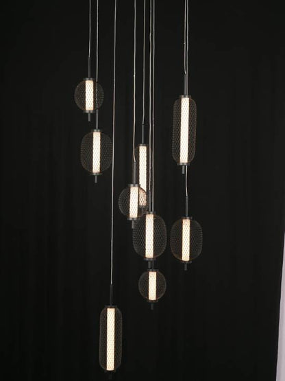 Nova Loop – 6-Light Spiral LED Chandelier in Matte Black