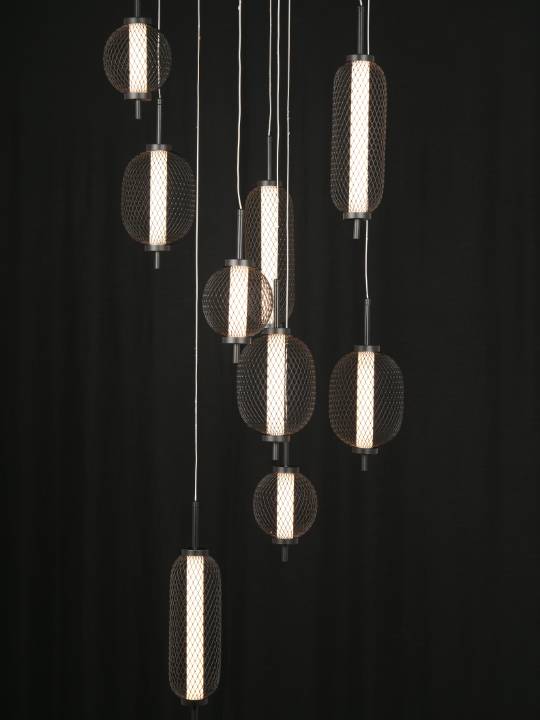 Nova Loop – 6-Light Spiral LED Chandelier in Matte Black
