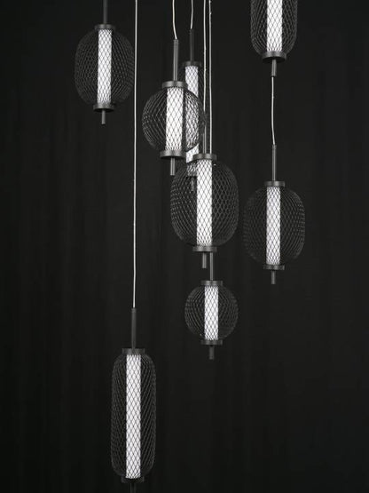 Nova Loop – 6-Light Spiral LED Chandelier in Matte Black