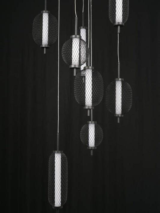 Nova Loop – 6-Light Spiral LED Chandelier in Matte Black