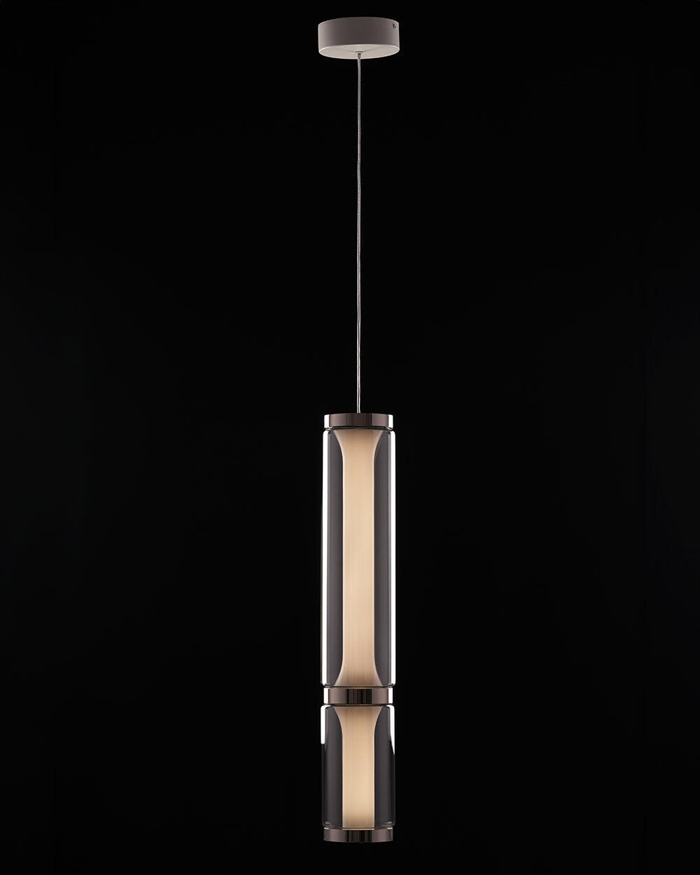 Lumen Arc Petite – 600mm Chrome & Glass LED Pendant