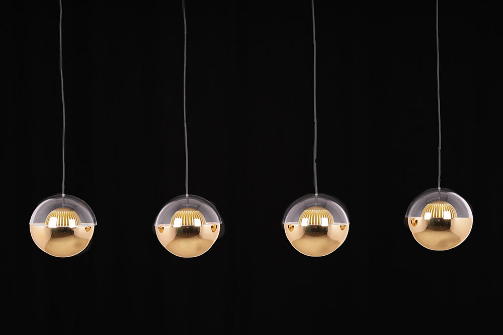 Linea Luxe – 4-Light Linear Chandelier in Shining Gold Finish