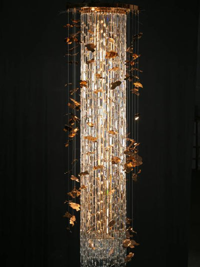 Regalia Cascade – 200W LED Crystal Chandelier in Grand Gold
