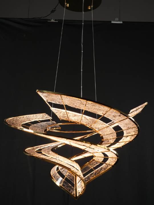 Aurora Halo – 900mm Mirror Gold LED Chandelier