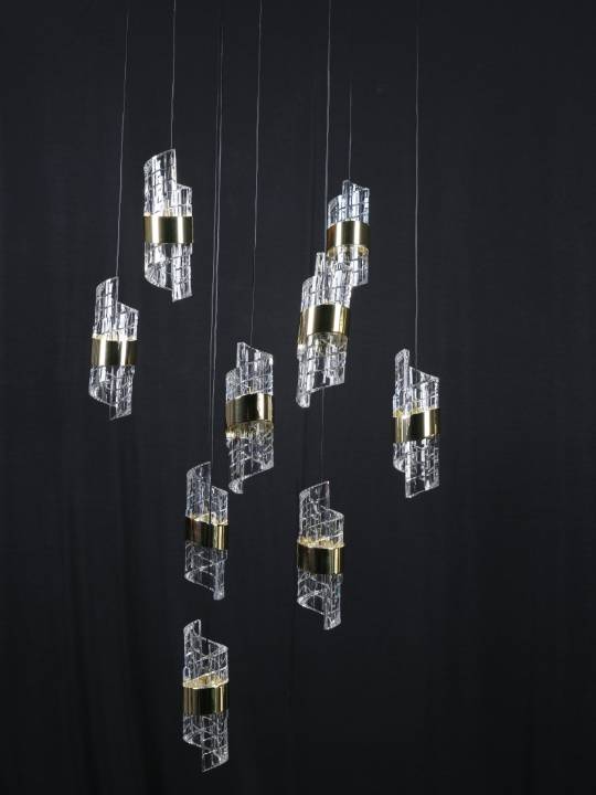 Helix Drop – 9-Light Spiral LED Chandelier with Dual-Tone Finish