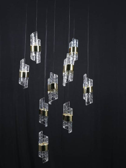 Helix Drop – 9-Light Spiral LED Chandelier with Dual-Tone Finish