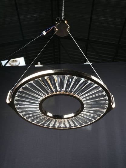 Aurora Halo – Crystal Ring Pendant in Gold Finish (25W LED)