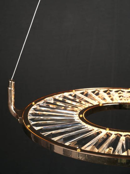 Aurora Halo – Crystal Ring Pendant in Gold Finish (25W LED)