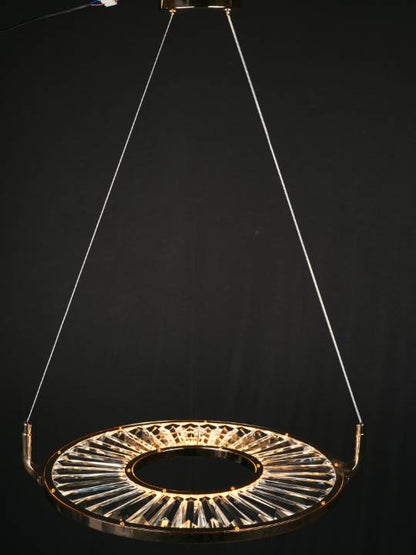 Aurora Halo – Crystal Ring Pendant in Gold Finish (25W LED)