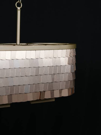 Nova Bloom – 6-Light Linear Chandelier with Smoky Grey Glass Shades