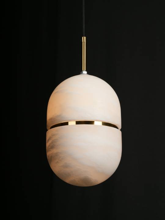 Sorella Petite Pendant – Spanish Alabaster & Brass (E27 Holder)