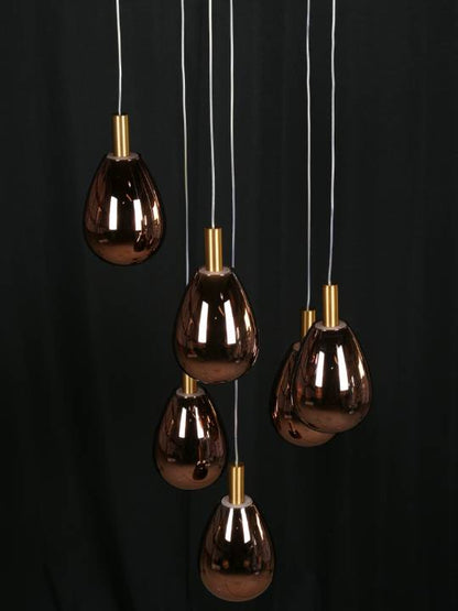 Roselle Aura – 6-Light Chandelier with Rose Glass Shades & Gold Finish