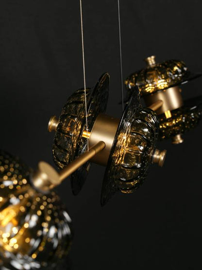 CrystalVeil Trio – Brushed Gold LED Pendant Light (3×3W)