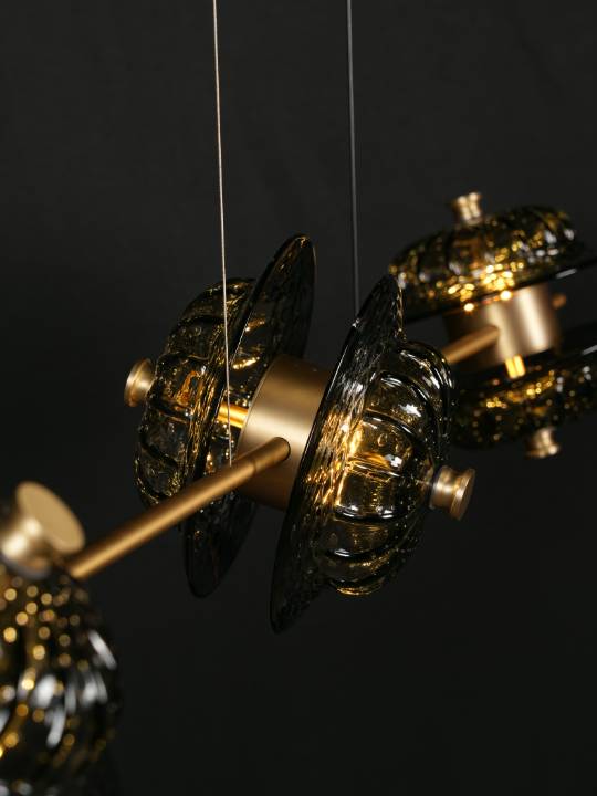 CrystalVeil Trio – Brushed Gold LED Pendant Light (3×3W)