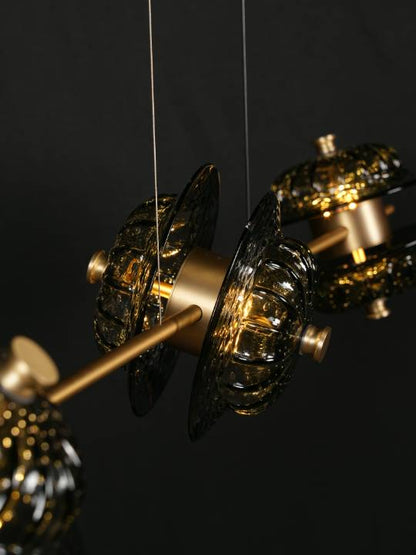 CrystalVeil Trio – Brushed Gold LED Pendant Light (3×3W)