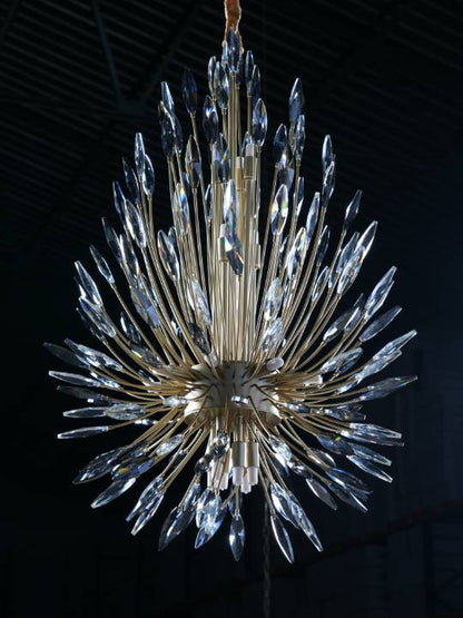 Smoky Crystal Crown – Gold Chandelier with G9 Fittings