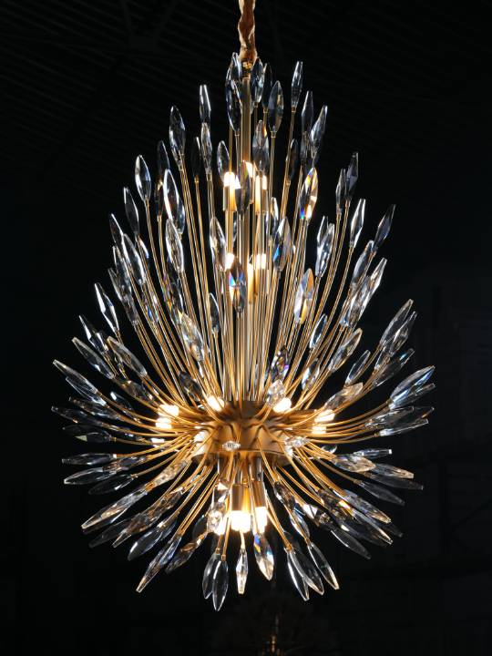 Smoky Crystal Crown – Gold Chandelier with G9 Fittings