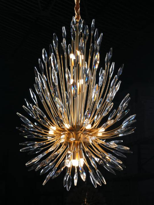 Smoky Crystal Crown – Gold Chandelier with G9 Fittings
