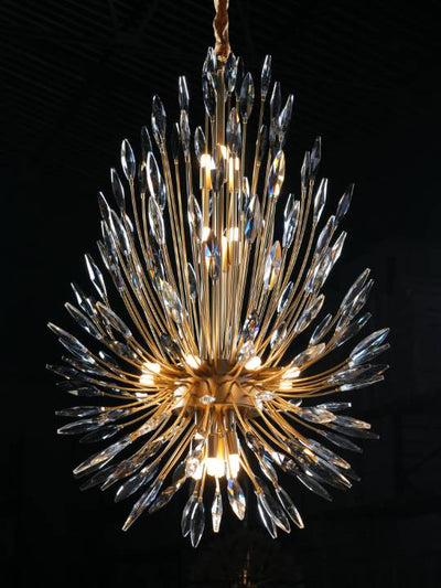 Smoky Crystal Crown – Gold Chandelier with G9 Fittings