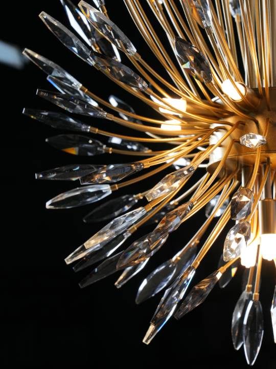 Smoky Crystal Crown – Gold Chandelier with G9 Fittings