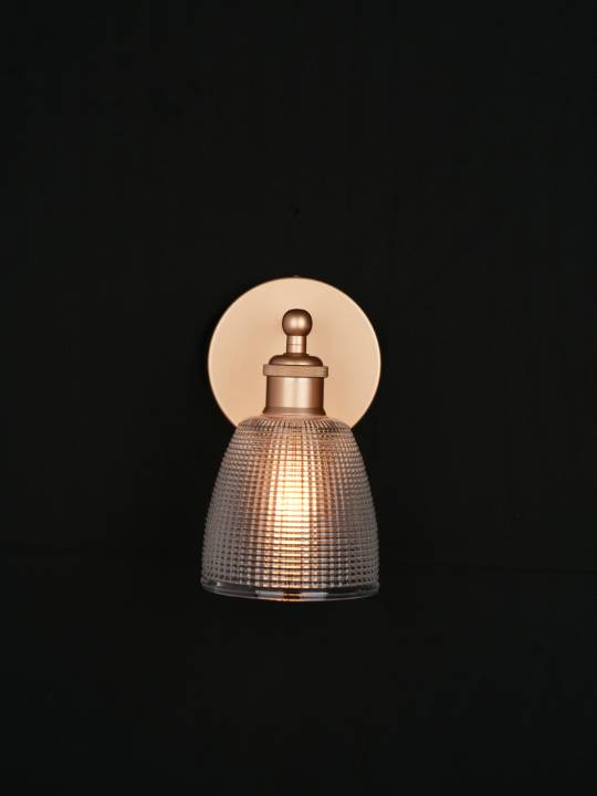Textured Glass Gold Wall Light – 1 x E27