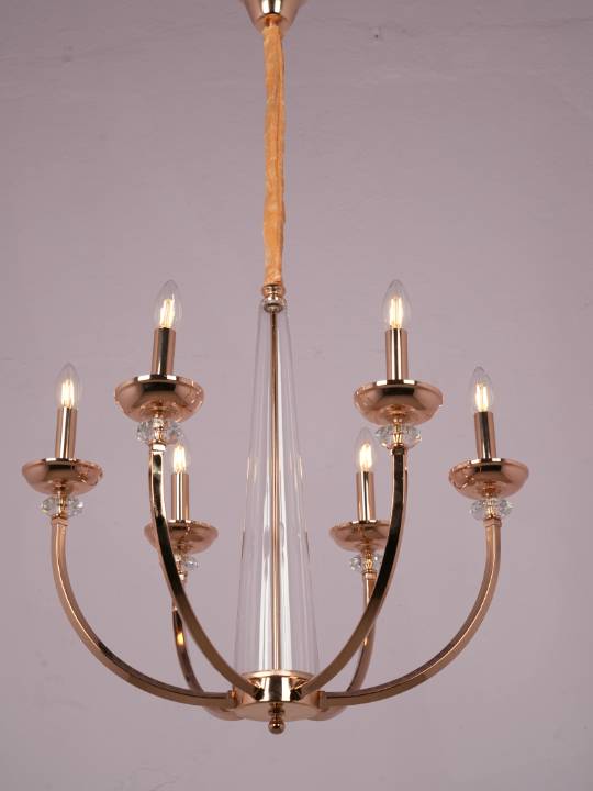 Auréole Classic – Gold-Plated Glass Pendant (6-Light E14)