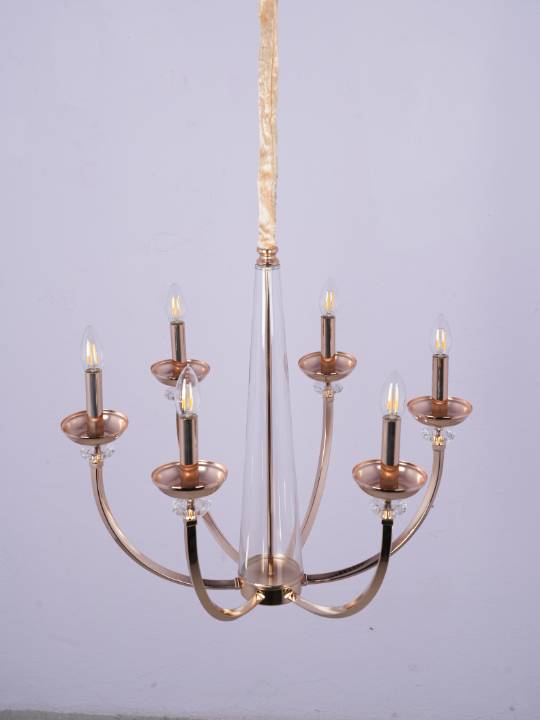 Auréole Classic – Gold-Plated Glass Pendant (6-Light E14)