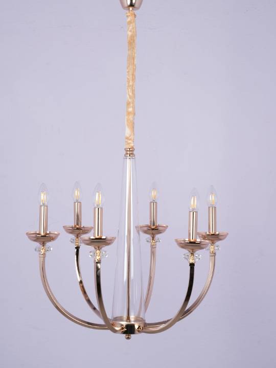 Auréole Classic – Gold-Plated Glass Pendant (6-Light E14)