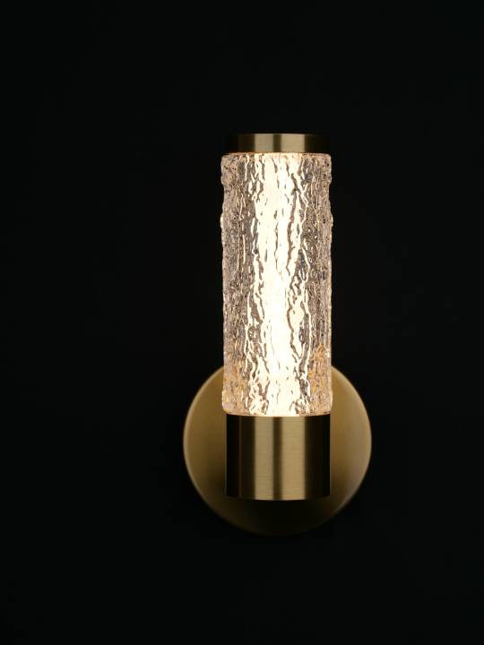 Crackled Glass Wall Light – 7W | Satin Brass Finish