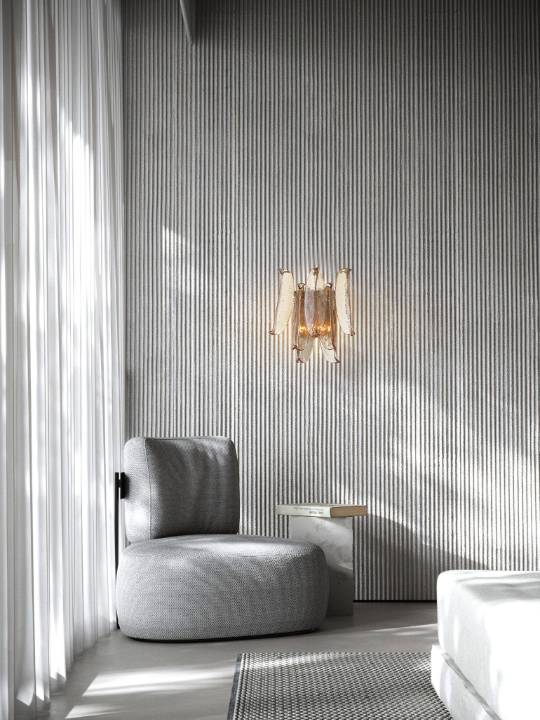 Brass Wall Light with Cracked Amber Glass – 2 Light (E14)
