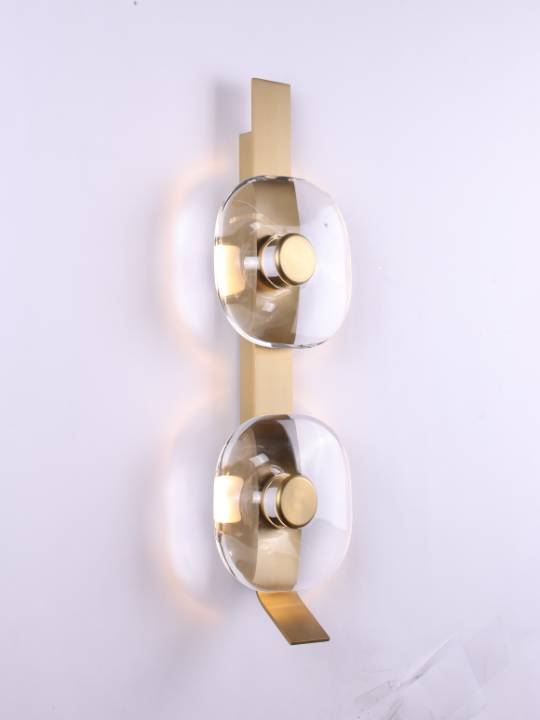 Crystal & Steel Wall Light – Twin Glow in Gold Finish