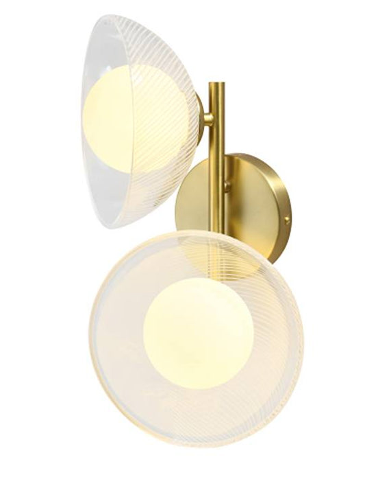 Brass Duo – Twin Glass Diffuser Wall Light in Antique Brass
