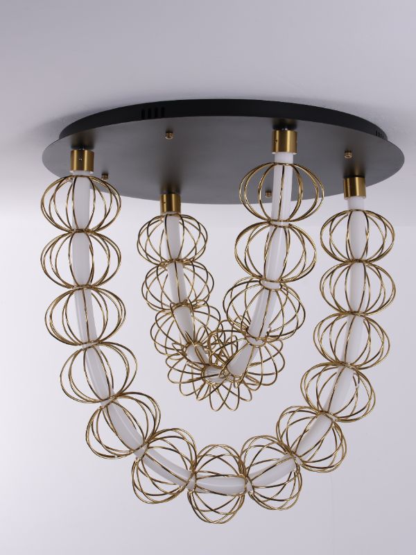 Brass & Black Circular Chandelier